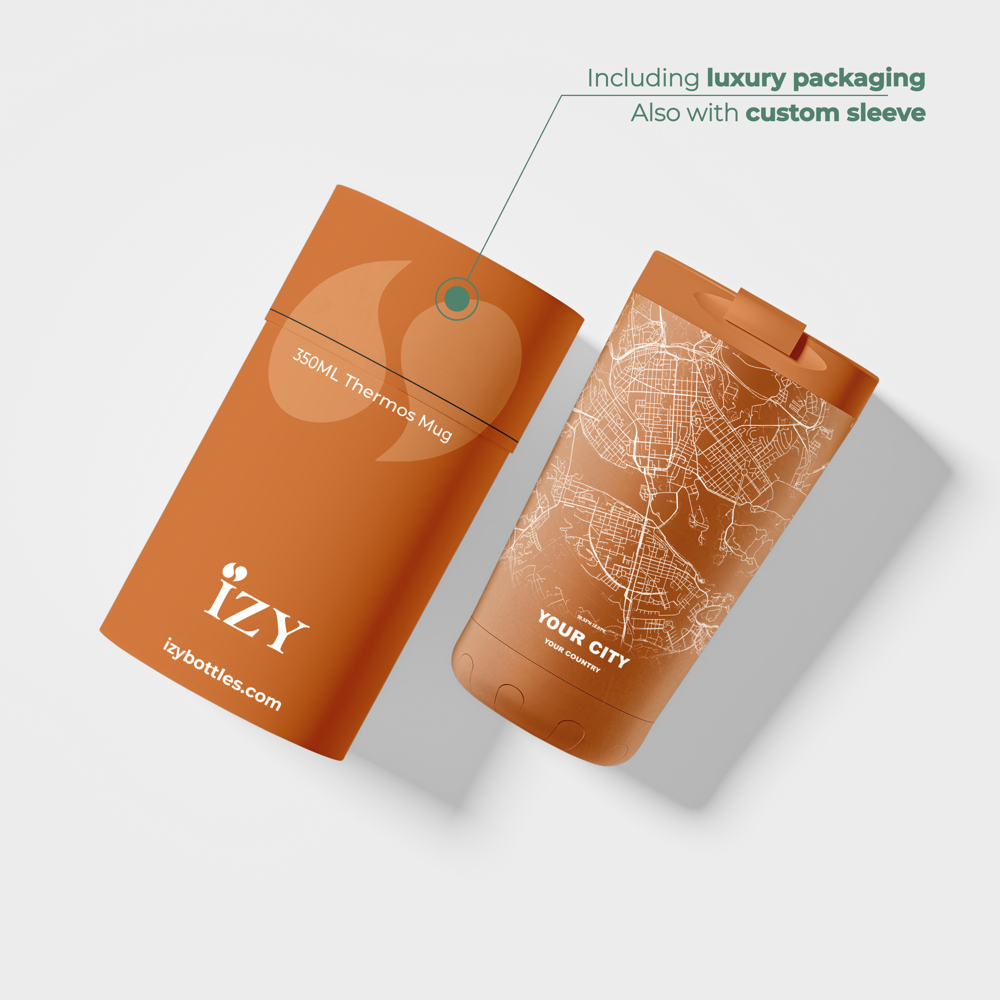 Thermosbeker / Koffiebeker x Jouw Stad -  Oranje - 350 ml