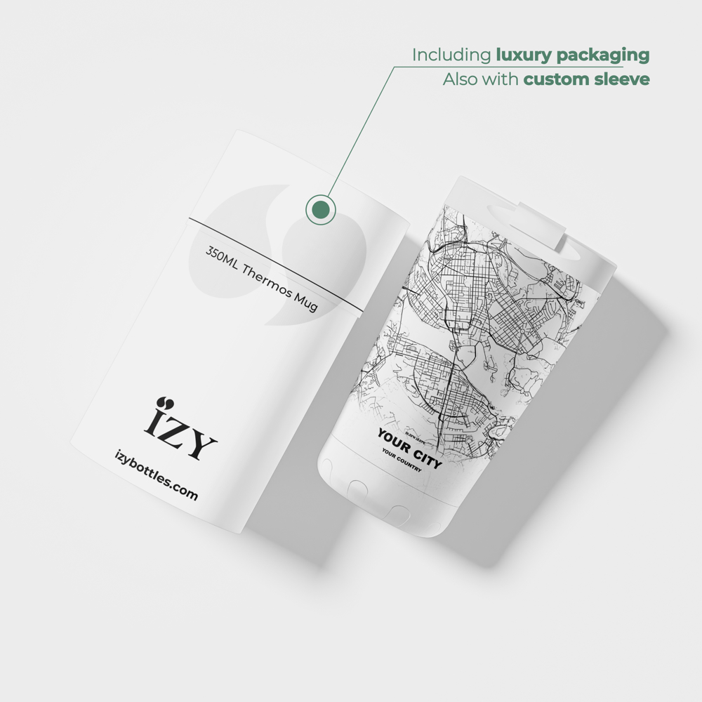 Thermosbeker / Koffiebeker x Jouw Stad -  Wit - 350 ml