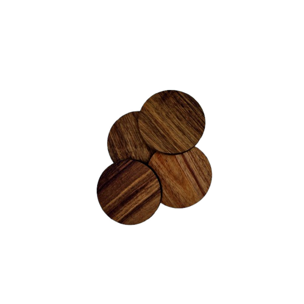 Onderzetter setje x4 rond acacia ⌀ 10x0,9 cm