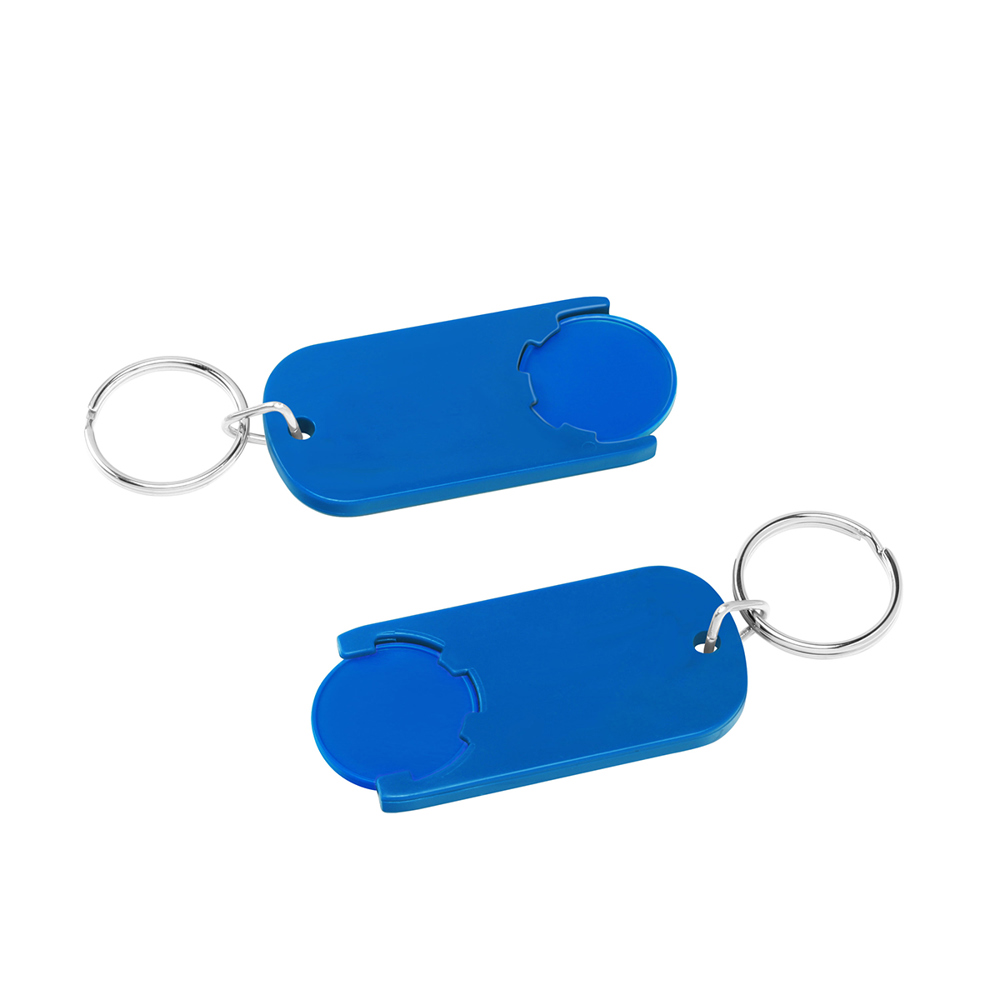 Chiphouder met winkelwagenmuntje 1€ "Alpha" - blauw/blauw