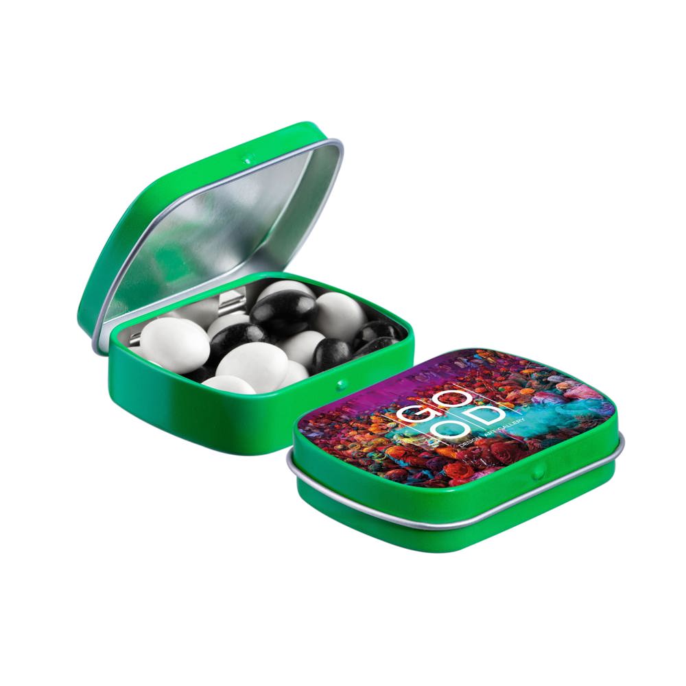 Mini scharnierblikje met snoep - Groen