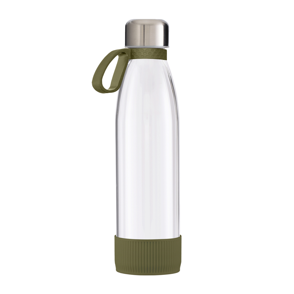 Fles GLASS - oijfgroen, zilver, transparant
