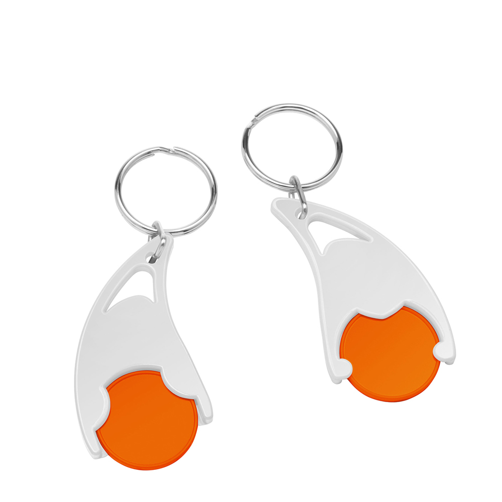 Chiphouder met winkelwagenmuntje 1€ "Epsilon" - oranje/wit