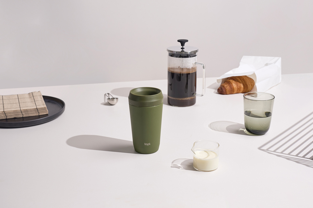 Topl Recycled RVS To Go beker gepatenteerd 360 Lid 354ml