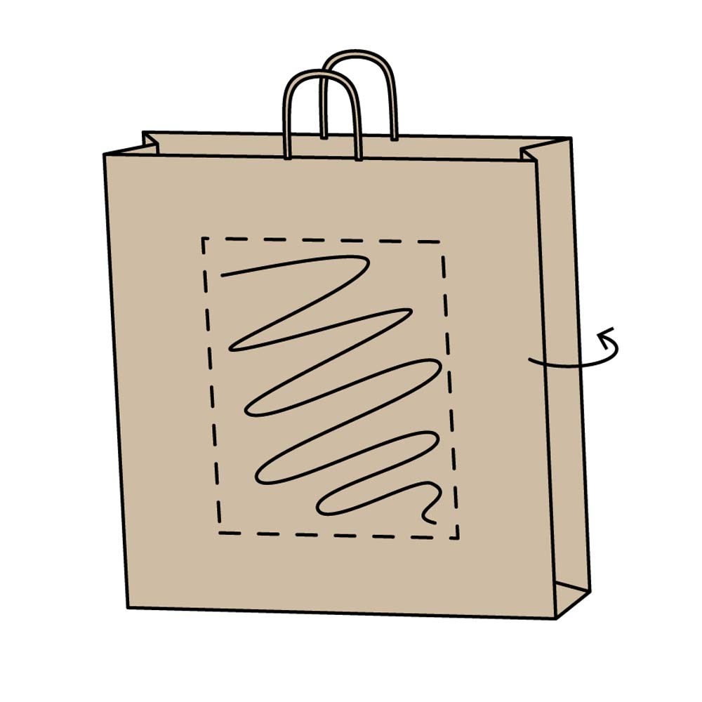 Draagtas papier, 33 x 12 x 50 cm, kraft bruin, 2 zijden, 100 grams, gerolde handle Per 100 stuks