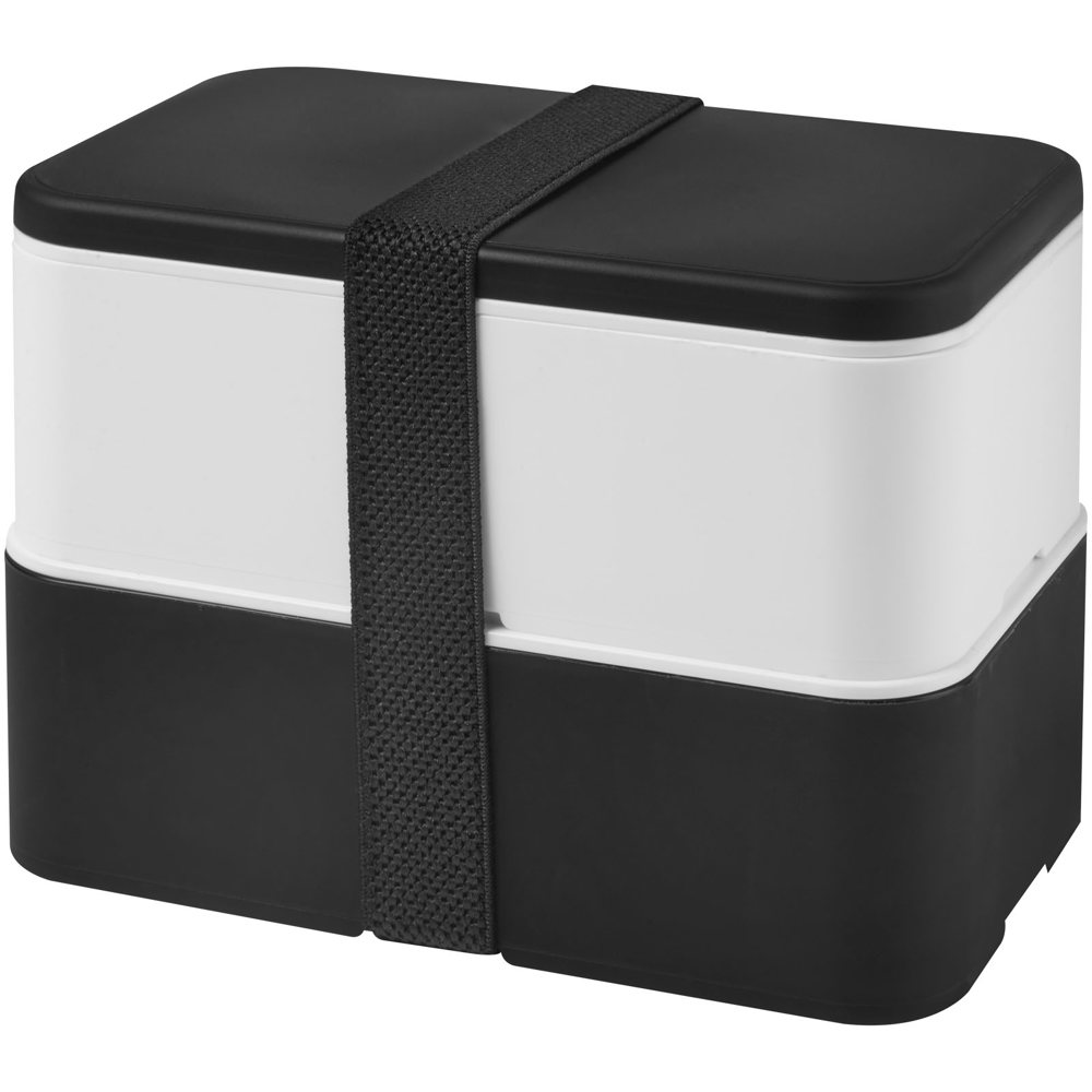 MIYO 700+700 ml dubbellaagse lunchbox - Zwart, Wit, Zwart