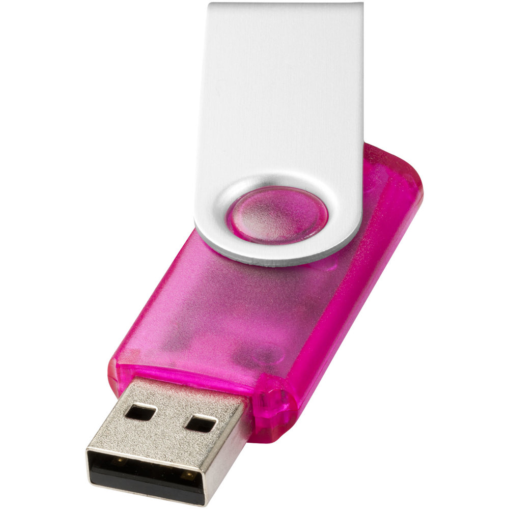 Rotate USB stick transparant - roze