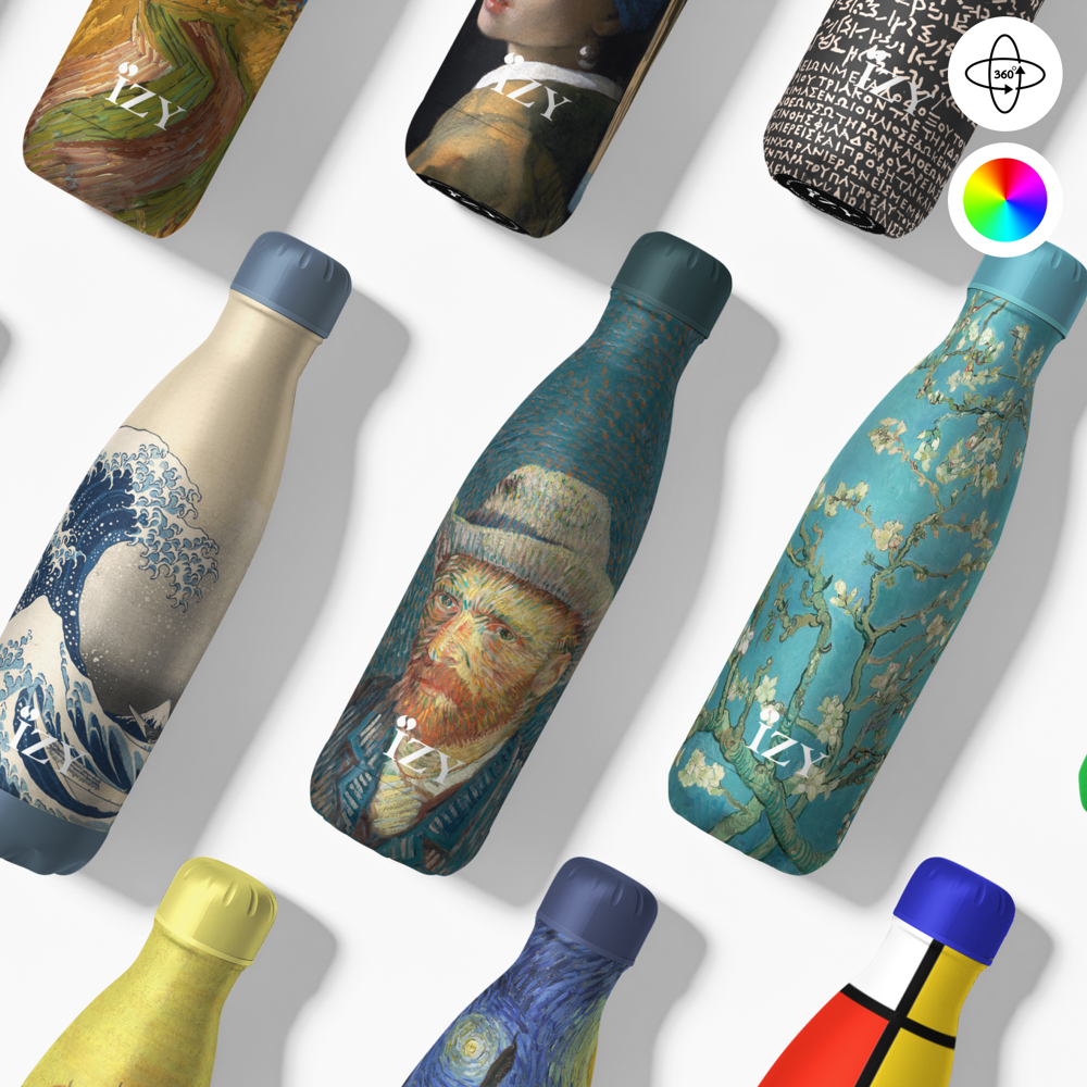 Thermosfles / Drinkfles 500ml x Kunst Collectie - Incl luxe verpakking - Blauw