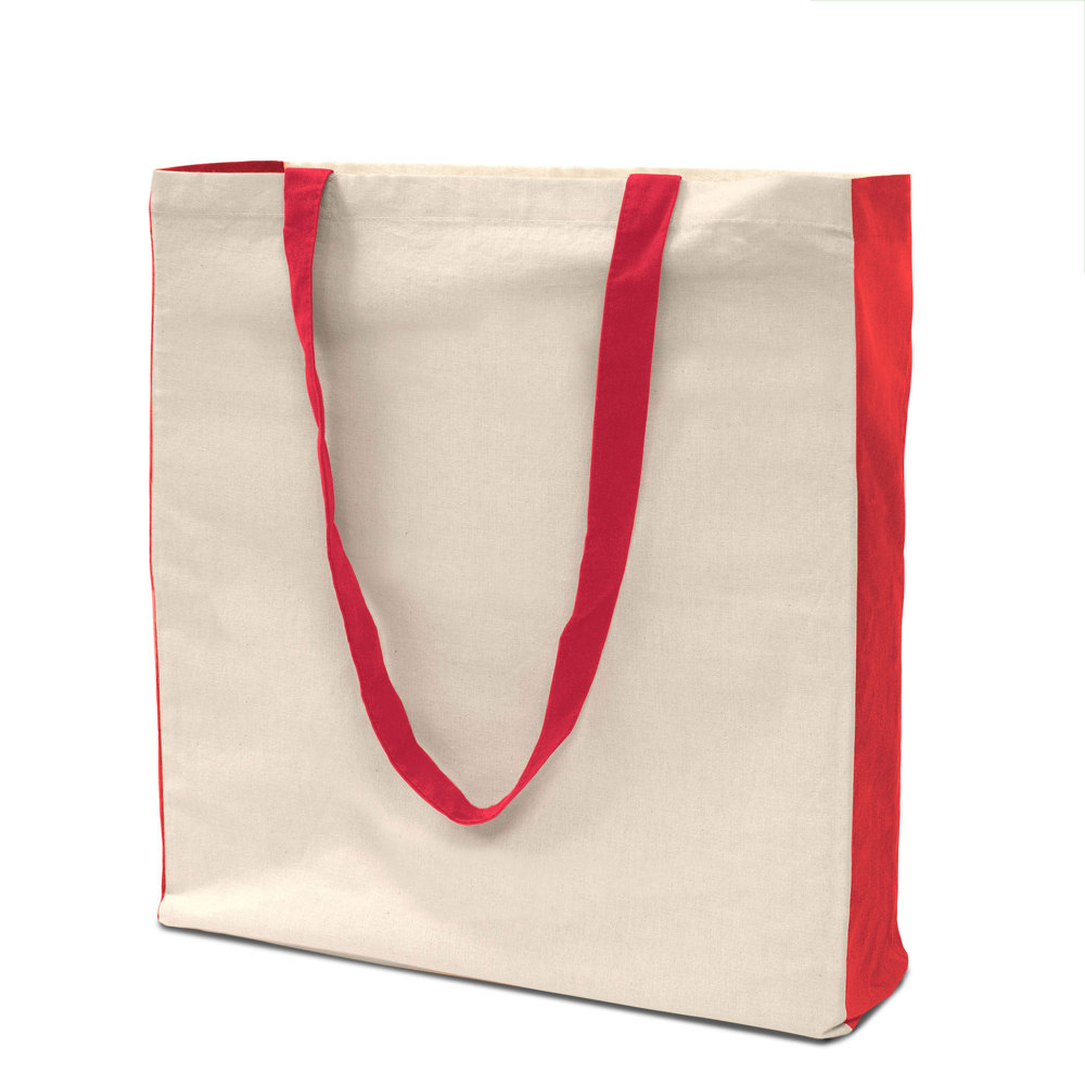 PALMA – Tas met bodem- en zijvouwen - Naturel/Rood
