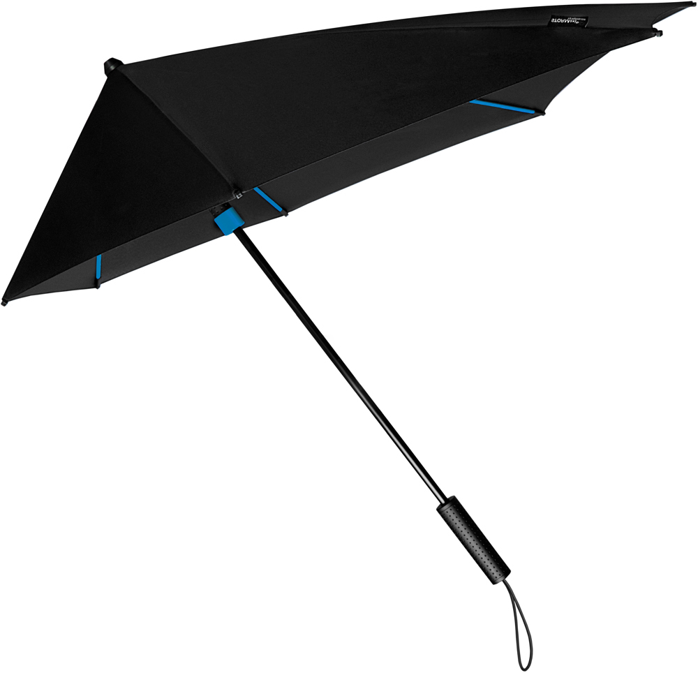 STORMaxi - Arodynamische stormparaplu - Handopening - Windproof -  92 cm - Zwart / Blauw (± PMS Zwart / 285C)