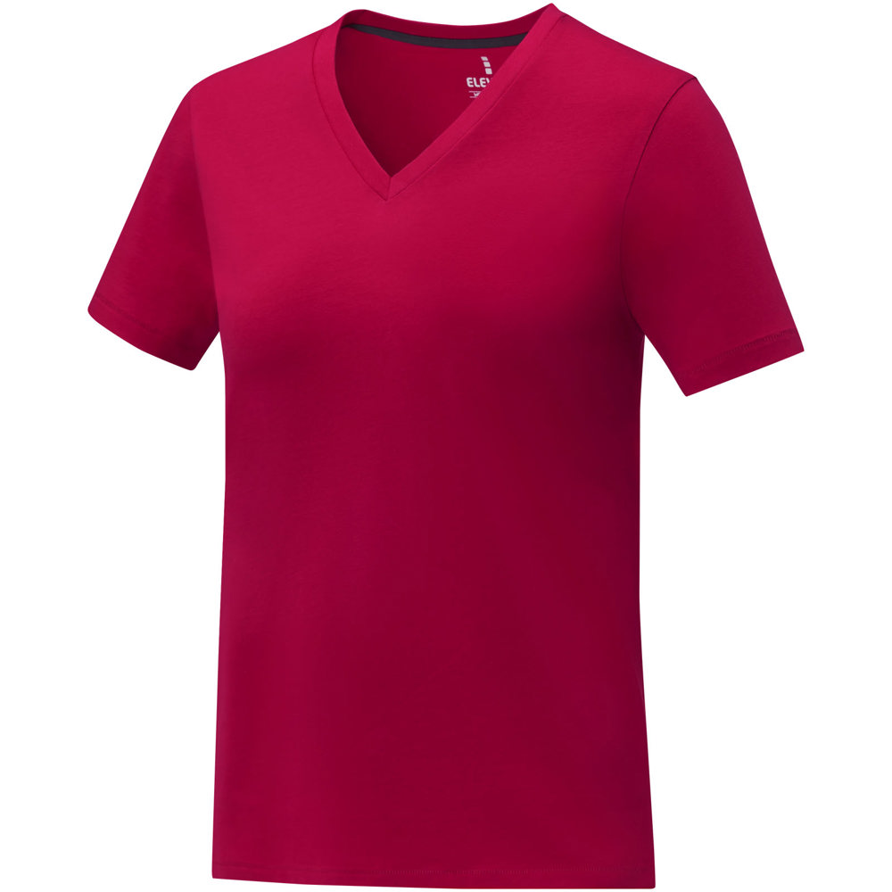 Somoto Dames T-shirt met V-hals en korte mouwen - Rood