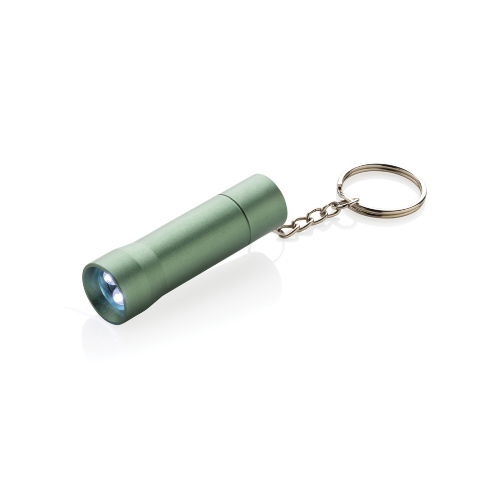 Flash RCS gerecycled aluminium sleutelhanger zaklamp - groen (± PMS 5565C)