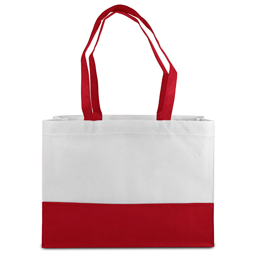 ROMA – Shopper met bodem- en zijvouwen - Wit/rood