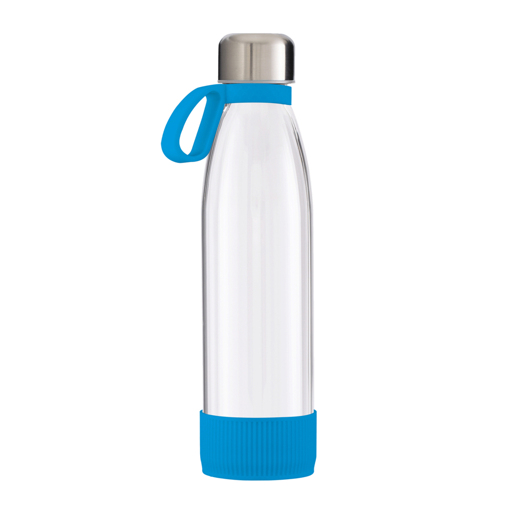 Fles GLASS - cyaan, zilver, transparant
