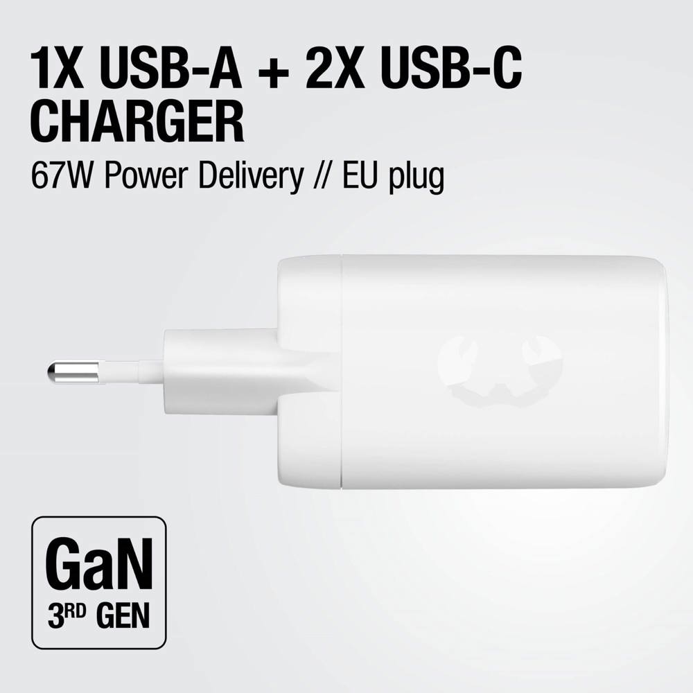 Fresh 'n Rebel 67W Laptop Snellader GaN USB-C &amp; USB-A