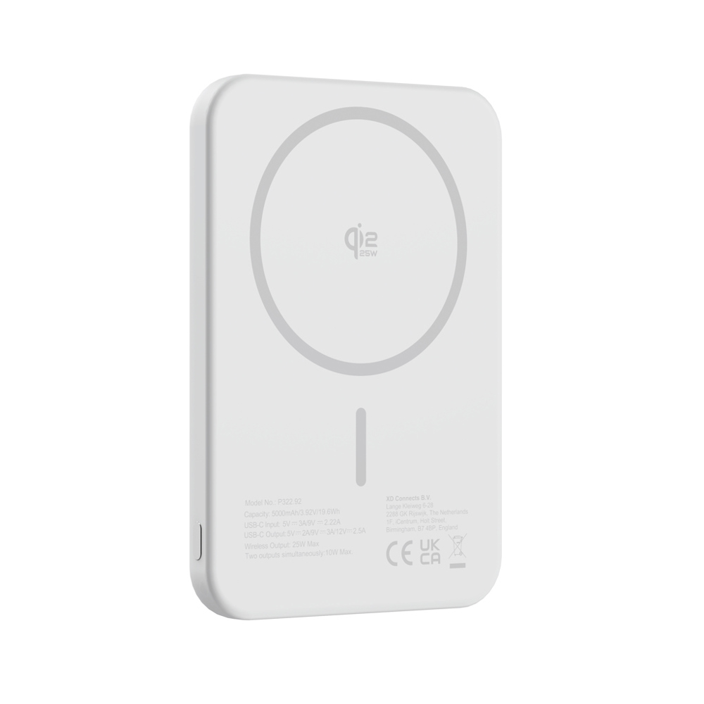 Urban Vitamin Pomona 5000mAh Qi2.2 25W magnetische powerbank - zilver (± PMS 428)