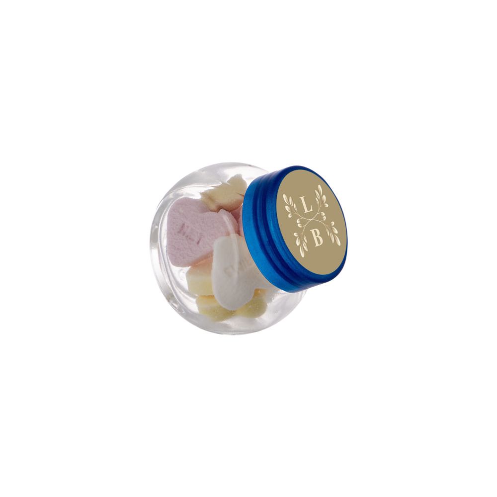 Micro glazen potje 50 ml, gevuld met snoep