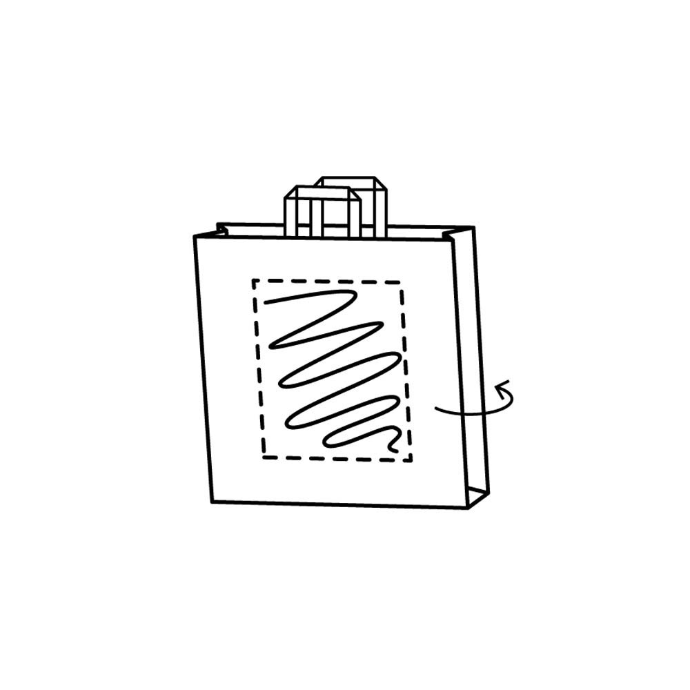 Draagtas papier, 22 x 11 x 24,5 cm, kraft wit, 2 zijden, 80 grams, platte handle Per 100 stuks