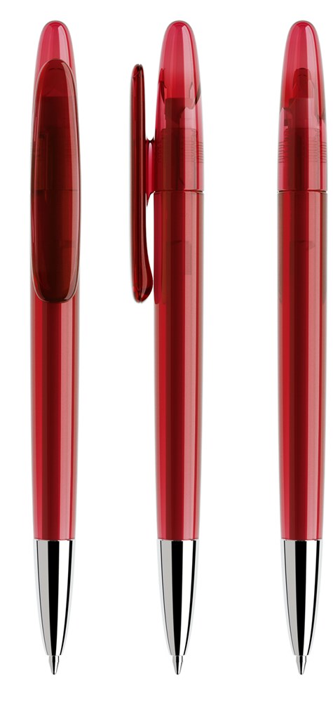 Prodir DS5 TTC Transparent with Chrome Metal Nose-Cone - Dark Red transparant