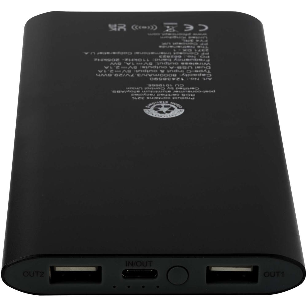 Juice type-C draadloze powerbank van 8000 mAh van gerecycled aluminium