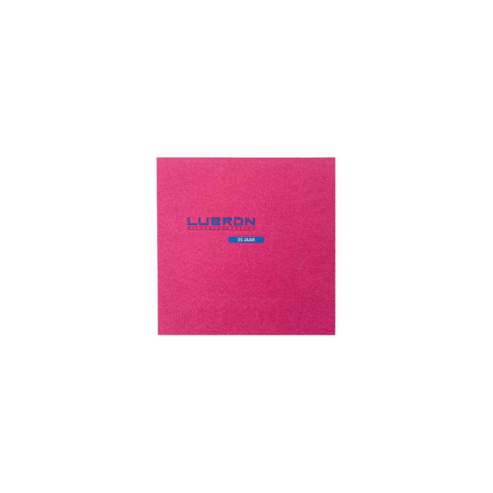 Servetten, 3 laags celstof, 5 x 7 cm opdruk, 24 x 24 cm, 1/4 vouw, gekleurd