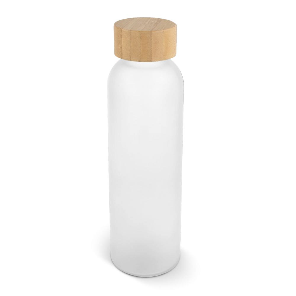 Waterfles glas &amp; bamboe 500ml - Wit