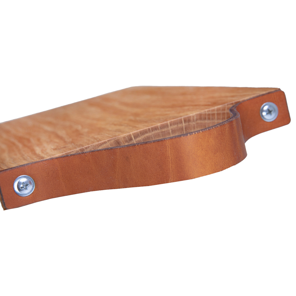 Plank met leren handvat eiken 33x16 cm