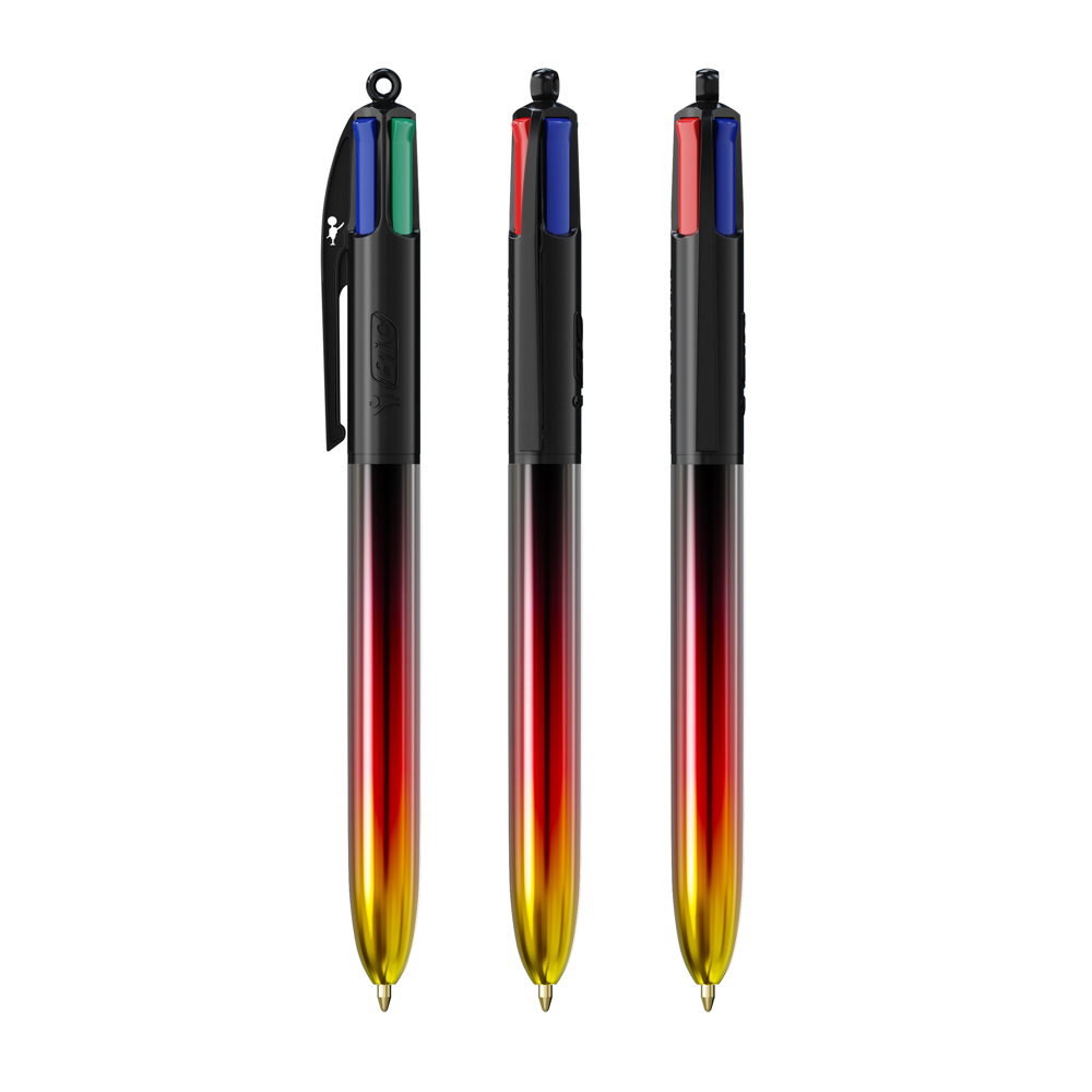 BIC® 4 Colours® Flags Collection + lanyard - Zwart - Zwart - Rood - Geel