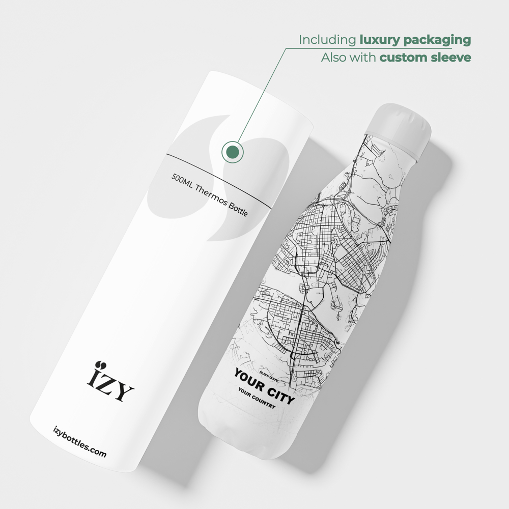 Thermosfles / Drinkfles x Jouw Stad - Wit - 500 ml