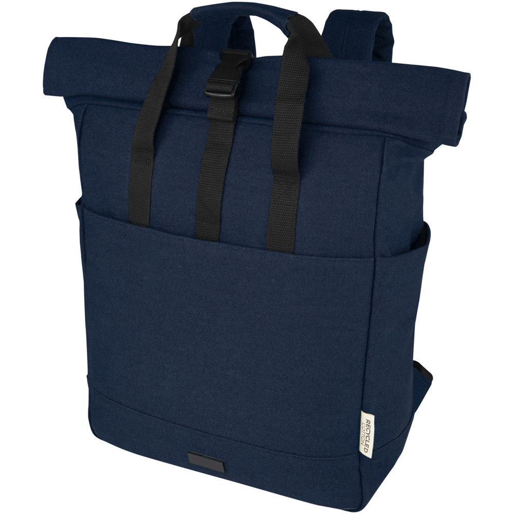 Joey 15 inch GRS gerecyclede canvas rolltop laptoprugzak 15 l - Marineblauw