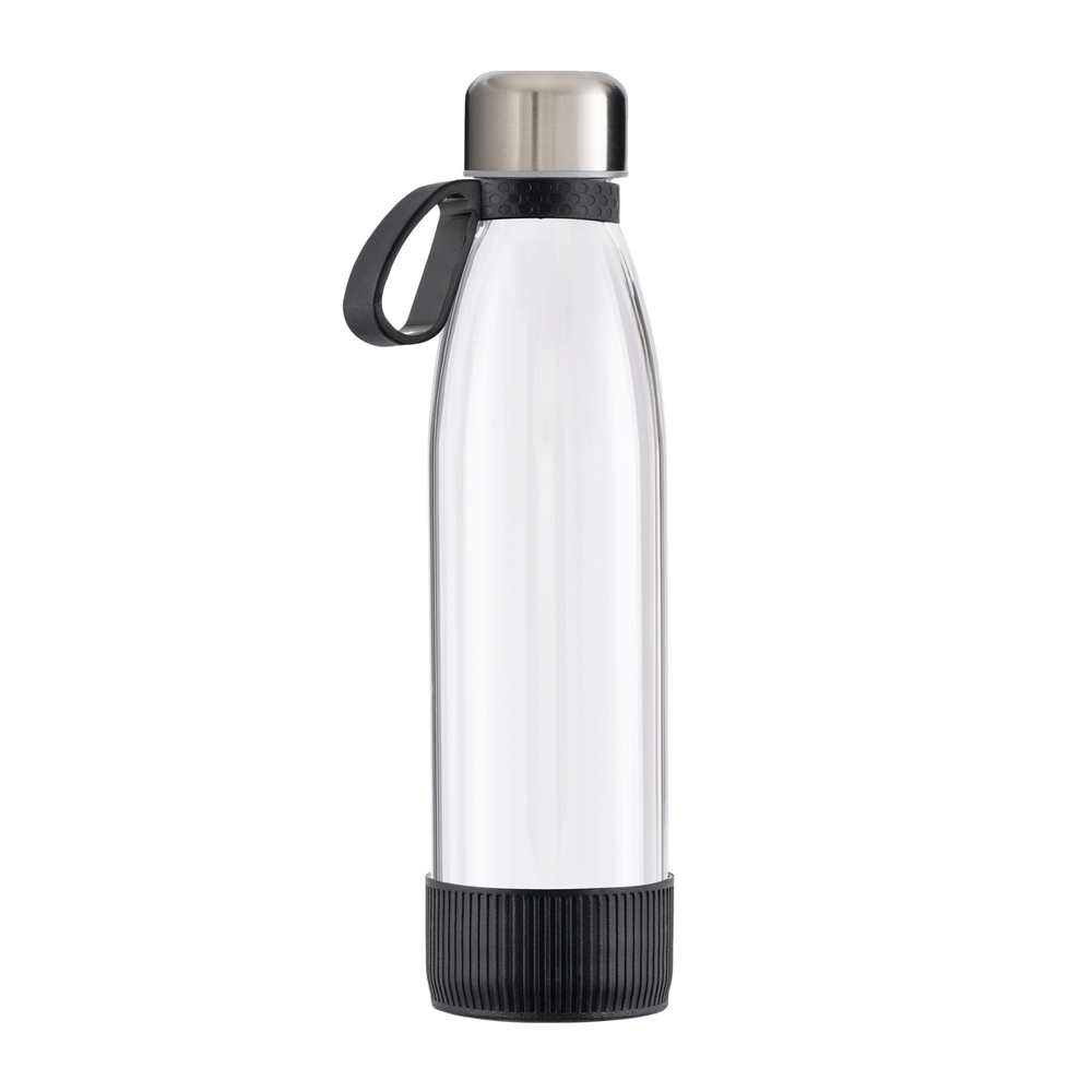 Fles GLASS - zwart, zilver, transparant