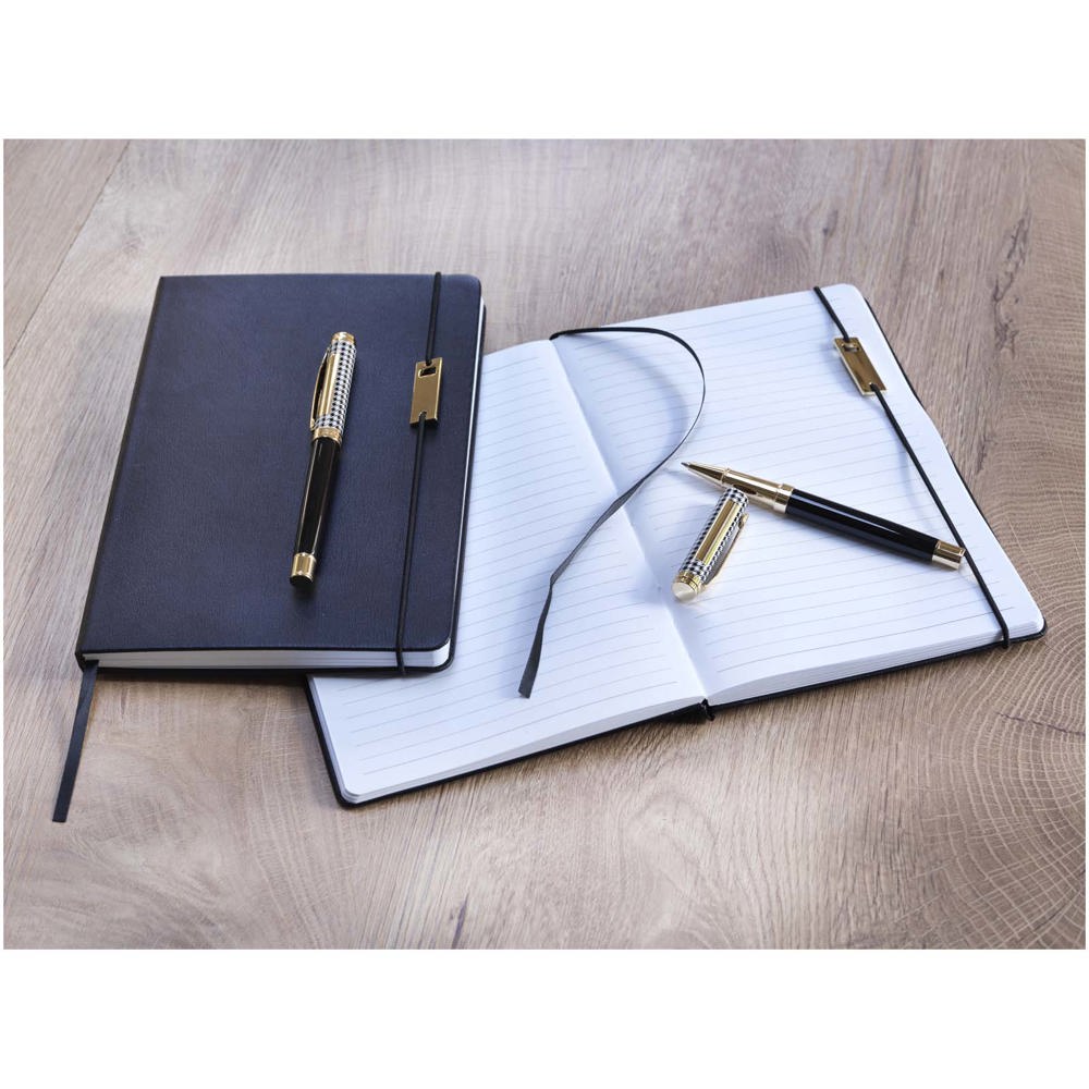 Legato set met A5 notitieboek en rollerbalpen (blauwe inkt)