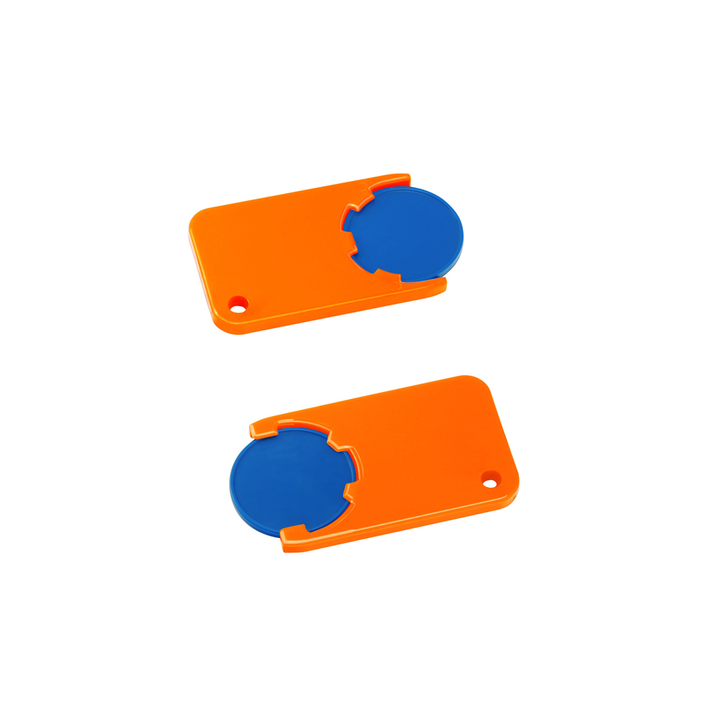 Chiphouder met winkelwagenmuntje 1€ "Beta" - blauw/oranje