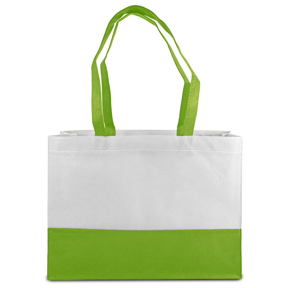 ROMA – Shopper met bodem- en zijvouwen - Wit/Lichtgroen