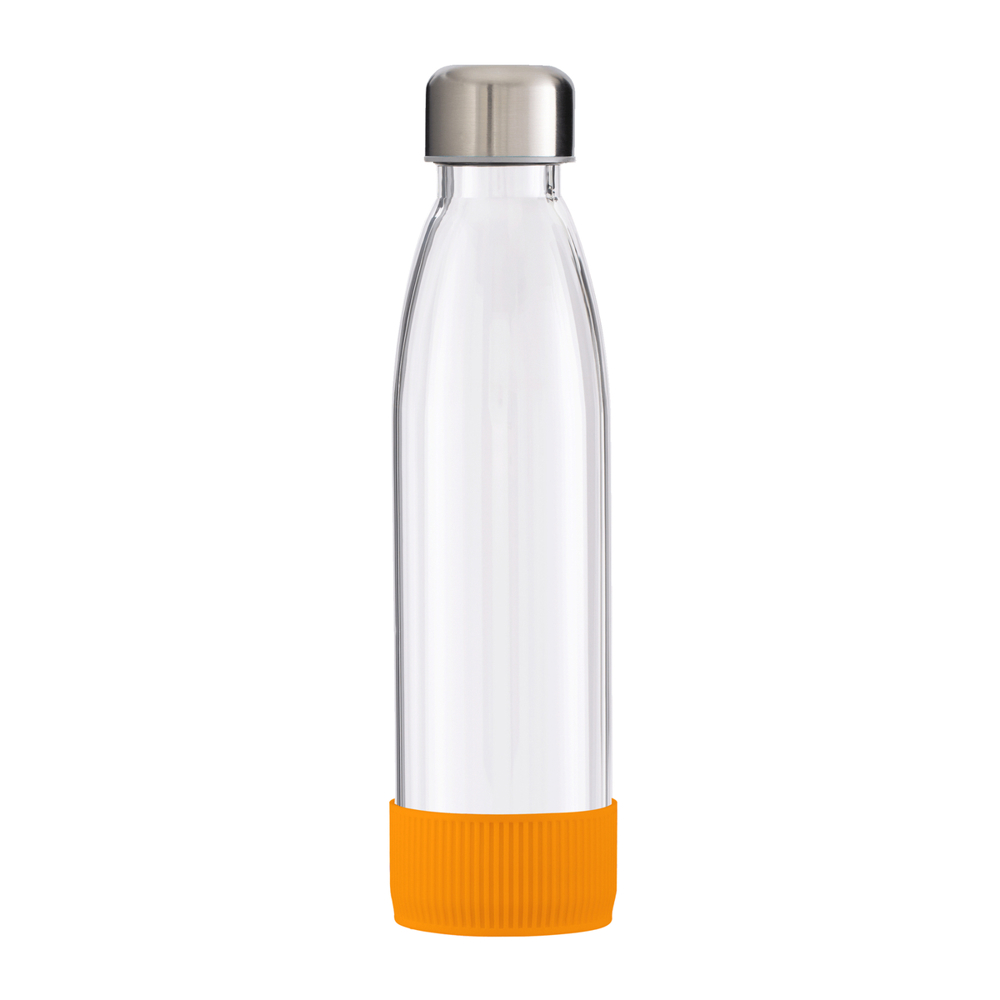 Fles GLASS - oranje, zilver, transparant