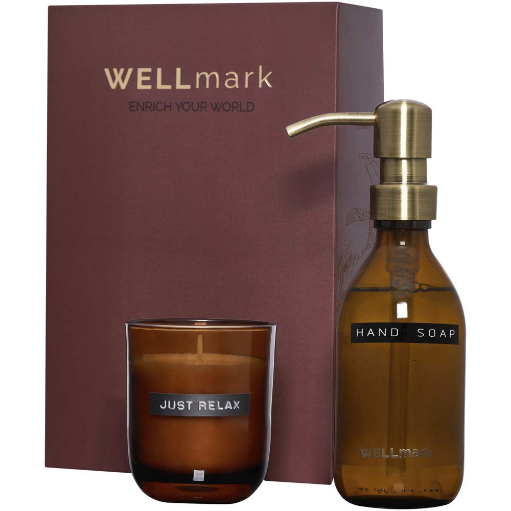 Wellmark Discovery set van 250 ml handzeepdispenser en 150 g geurkaars - Kastanjebruin