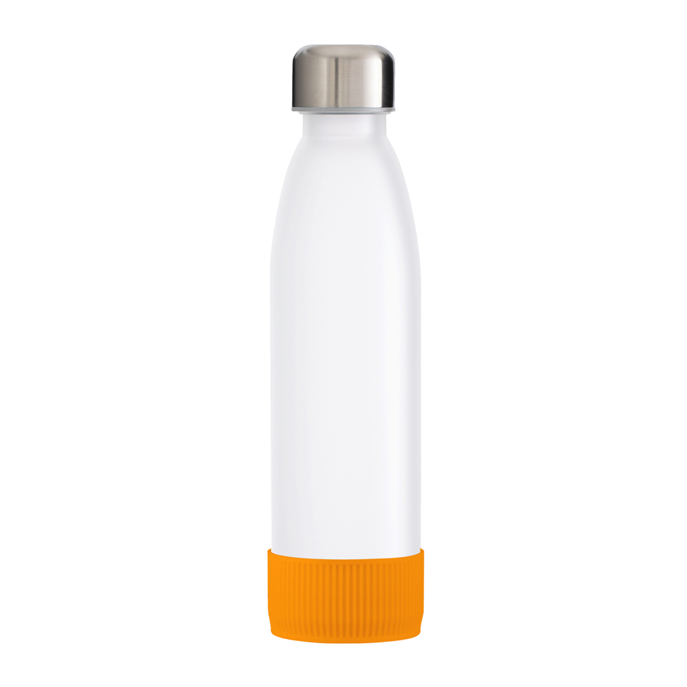 Fles GLASS - oranje, zilver, wit