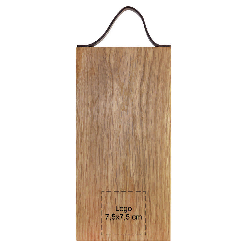 Plank met leren handvat eiken 33x16 cm