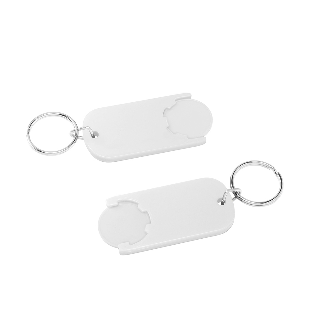 EXPRESS BEDRUKKING chiphouder met winkelwagenmuntje 1€ "Alpha" - wit/wit